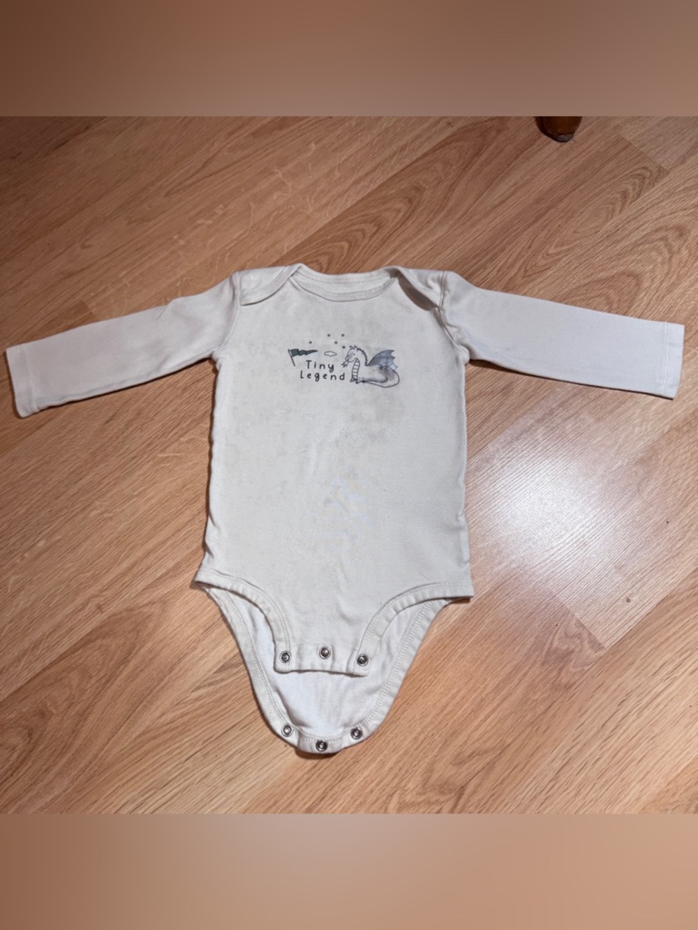 Carter's Cream Long-Sleeve Baby One-Piece with Dragon "Tiny Legend"